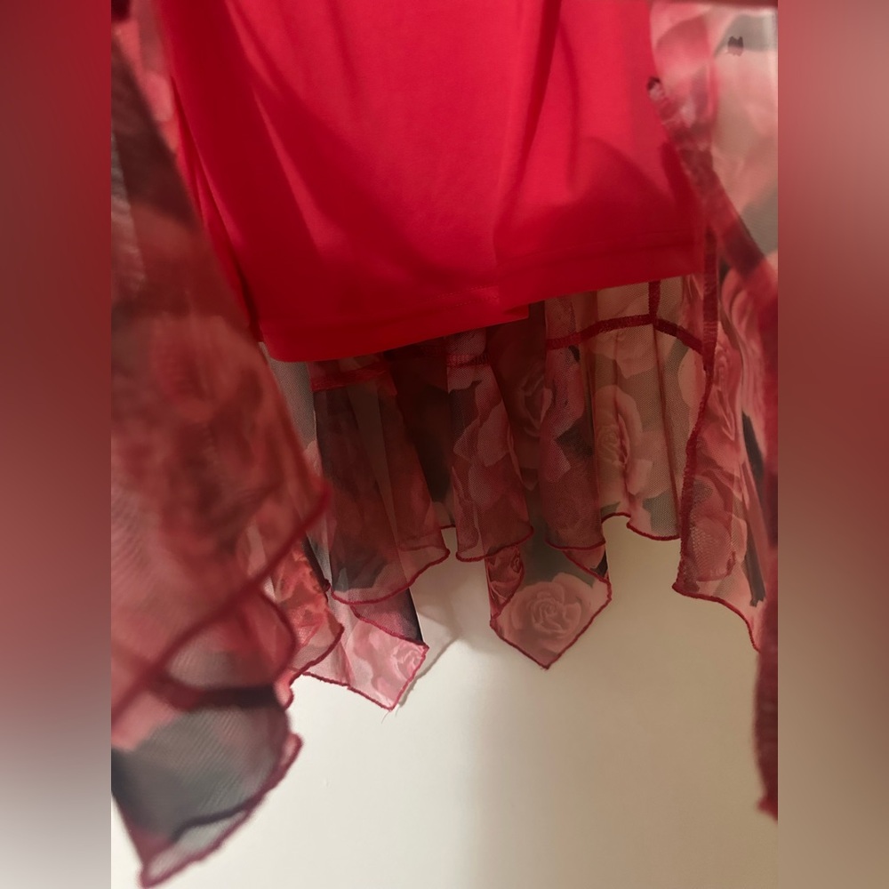 Justify Afternoon Delight Mesh Midi - Red/combo Womens Floral Dress Size Medium - Picture 8 of 9